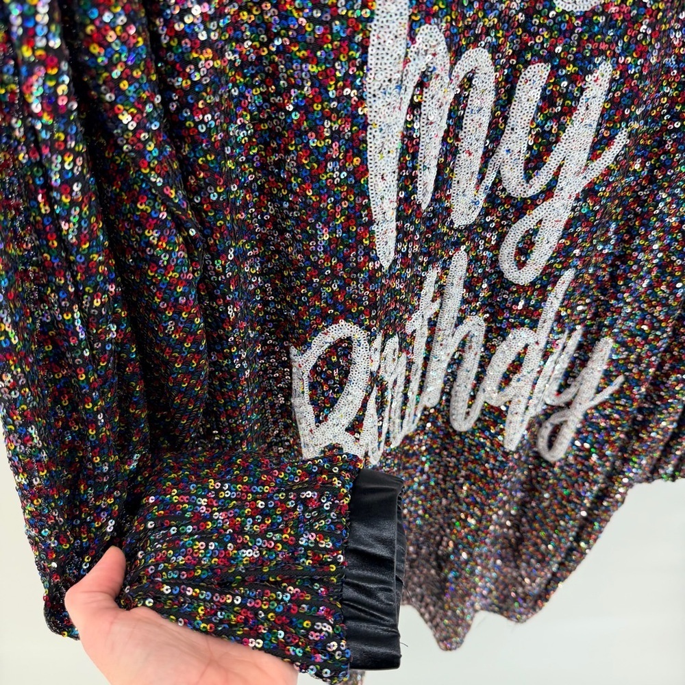 Fantastic Fawn Long Sleeve Rainbow Sequin Birthday Dress - Picture 3 of 4